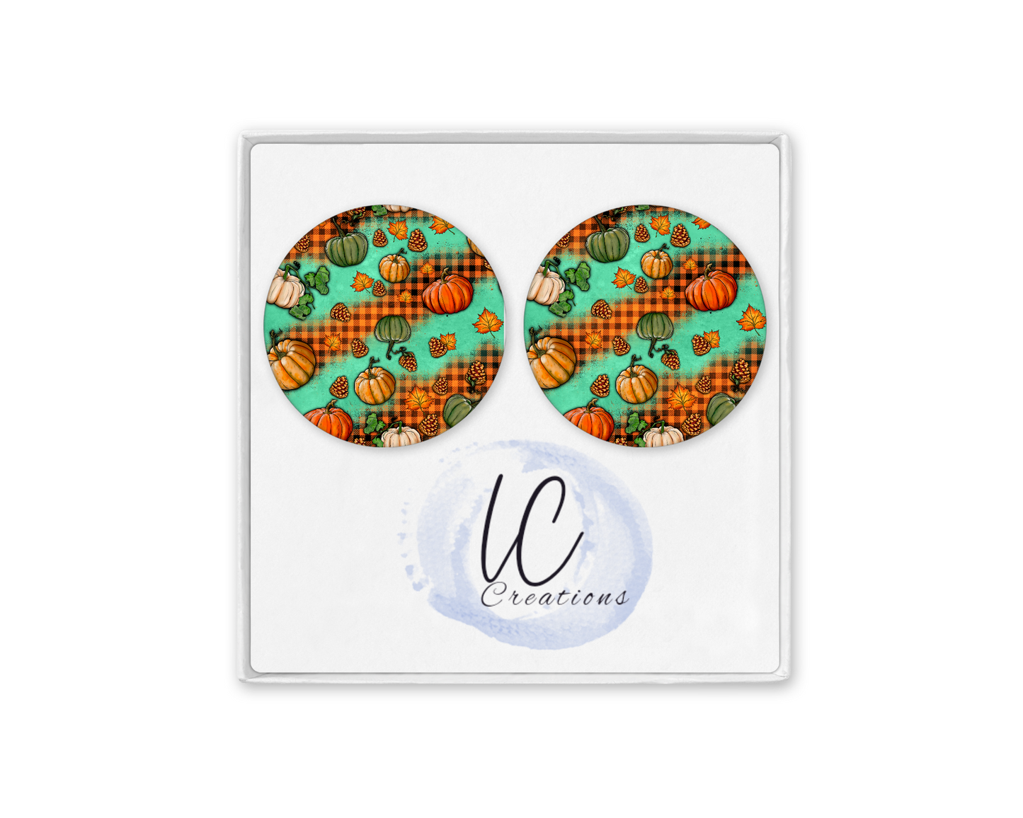 Pumpkin Plaid Studs