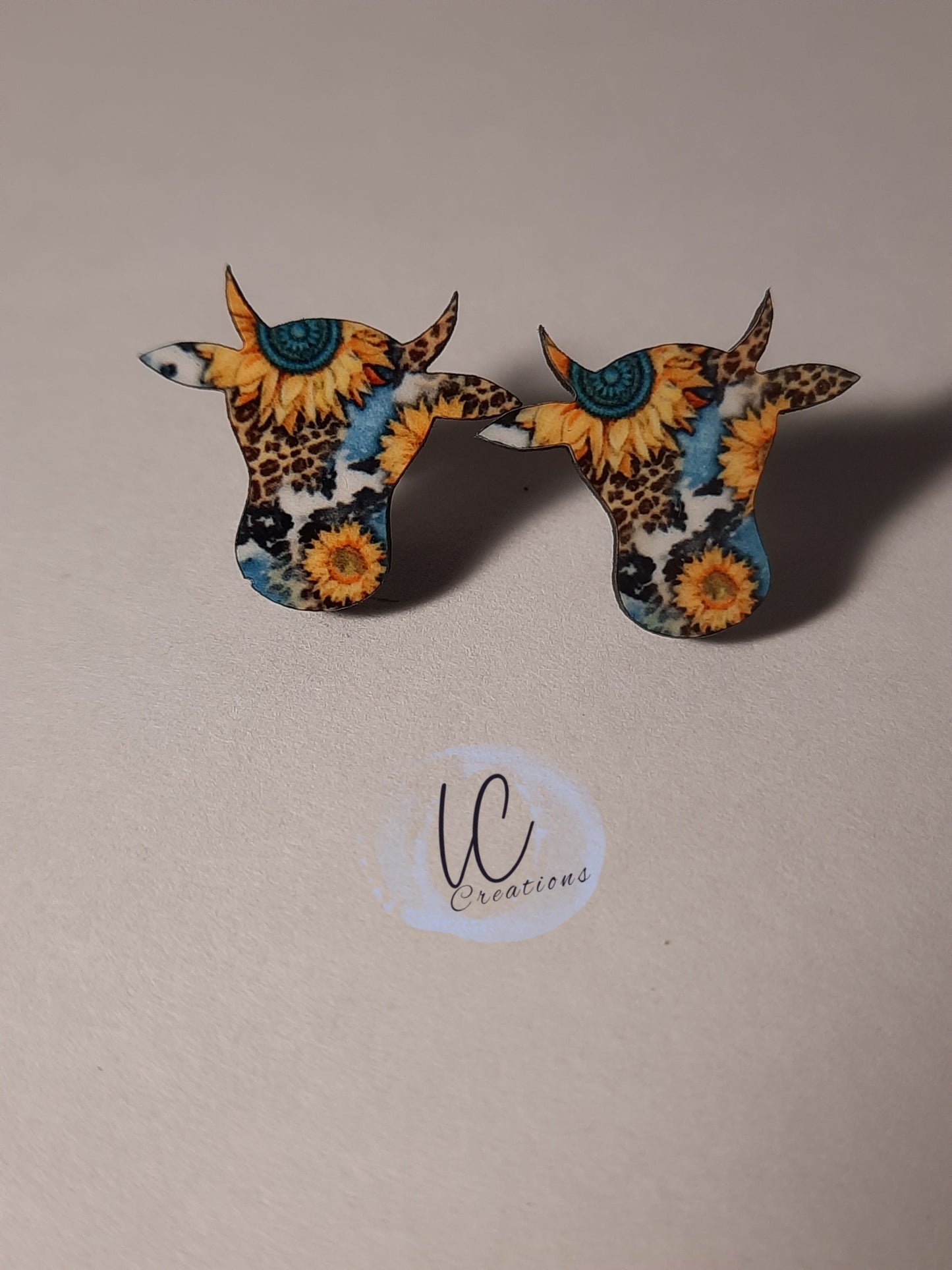 Sunflower Cow Head Studs