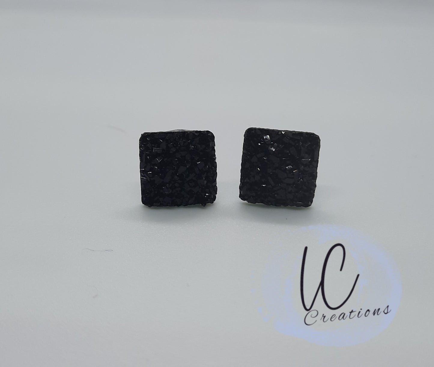 Black Druzy Studs