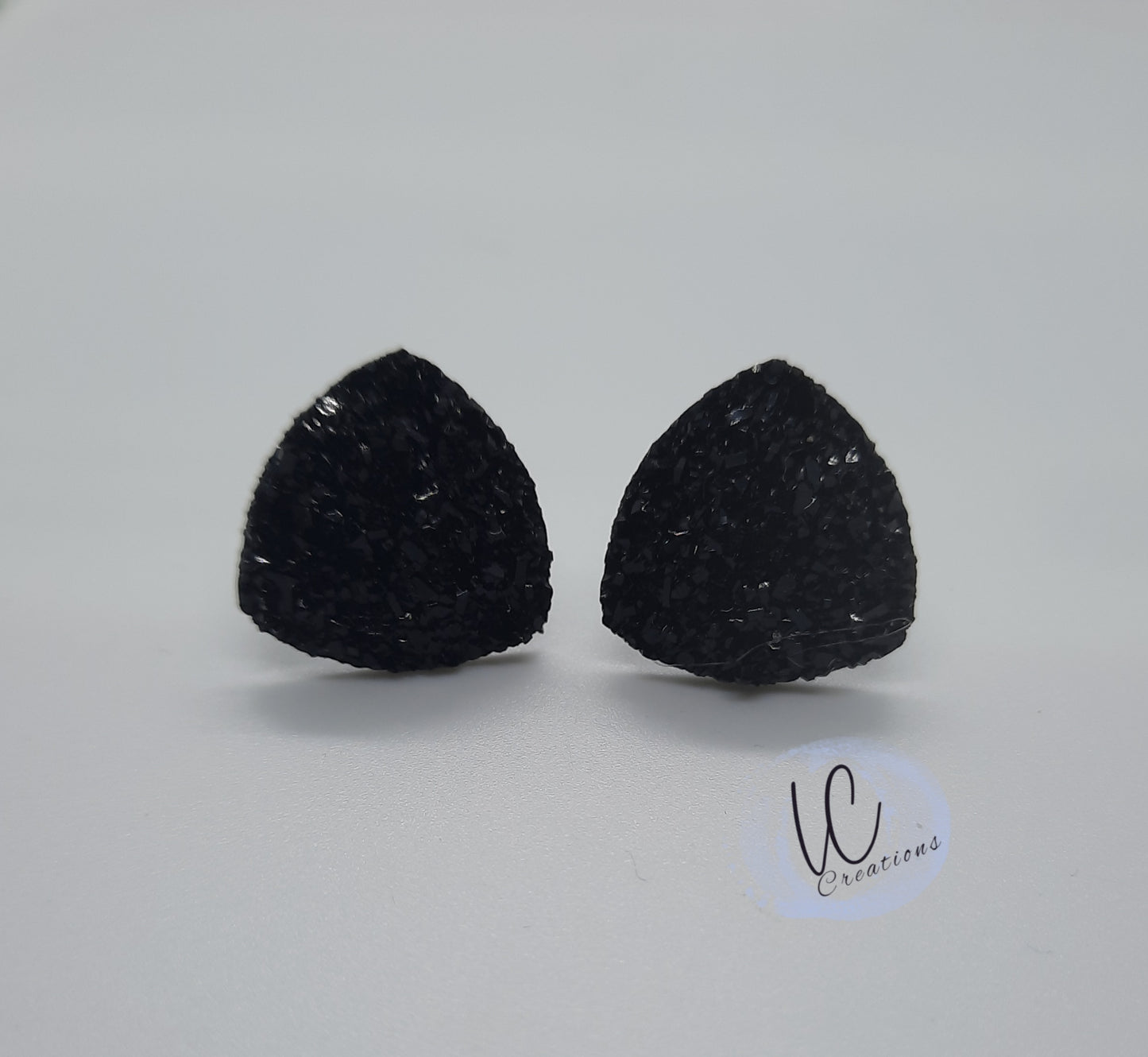 Black Druzy Tri Studs