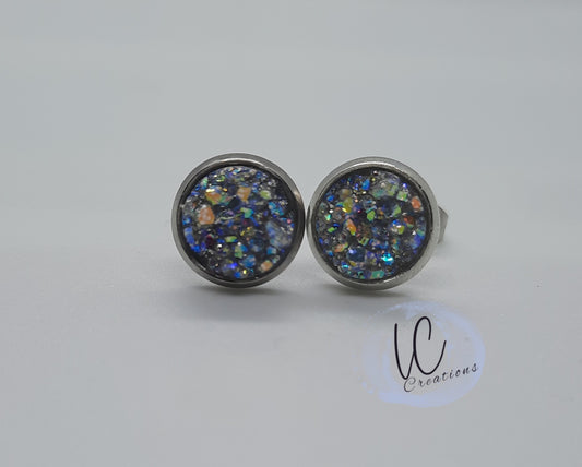 Iridescent Druzy Stud