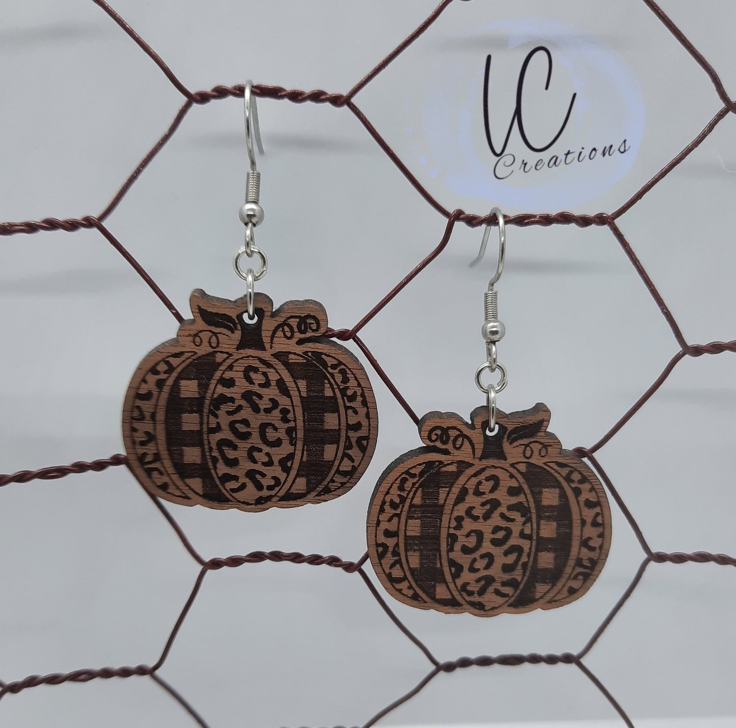 Cheetah Plaid Pumpkin Dangles