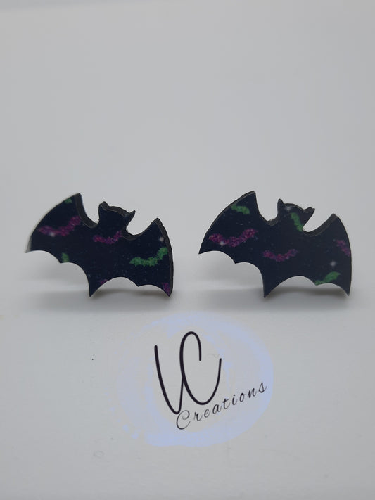 Glitter Bat Studs