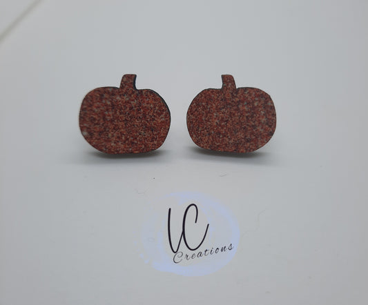 Glitter Pumpkin Studs